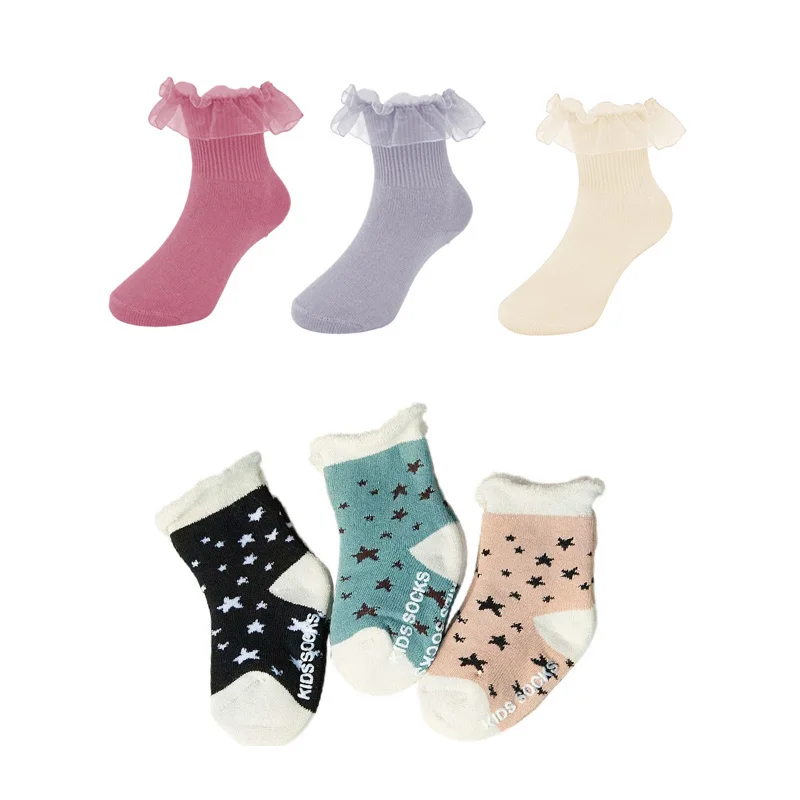 3pcs Winter Baby Stars Socks Children Anti Slip Baby Thick Baby Socks Newborn Baby Boy Girl Socks