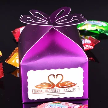 

Free Shipping 100 pcs Butterfly Wedding Favor Candy Boxes Gift Bonbonniere Baby Shower Party Purple