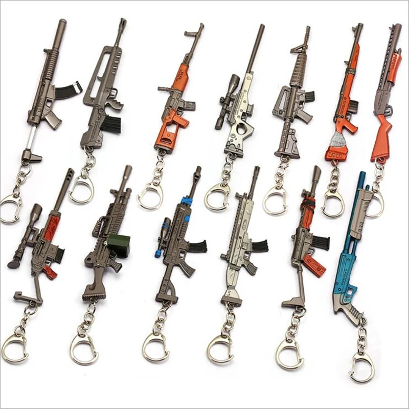 

FPS PUBG Keyfob 3D Handmade Game Handgun Weapon Gun Keychain 99K AK47 Rifle Sniper Rifle Model Llaveros Car Sleutelhanger 12CM