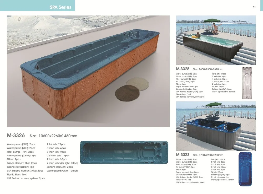 10,6 m самая длинная гидромассажная Ванна Горячая Открытый для бассейна, спа(M-3326