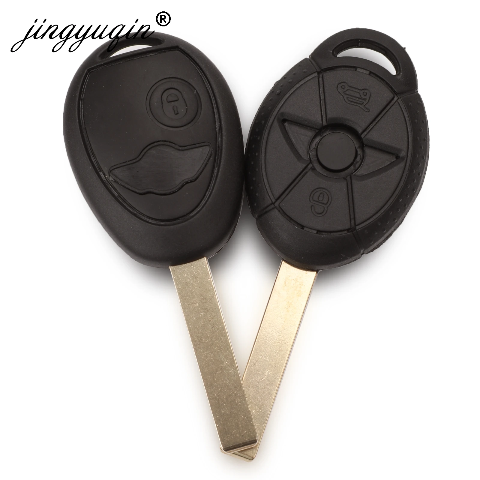 

jingyuqin 10pcs/lot Remote Key Shell Case Fob 2 Buttons For BMW Mini One Cooper R50 R53 Blank Key Cover Replacement