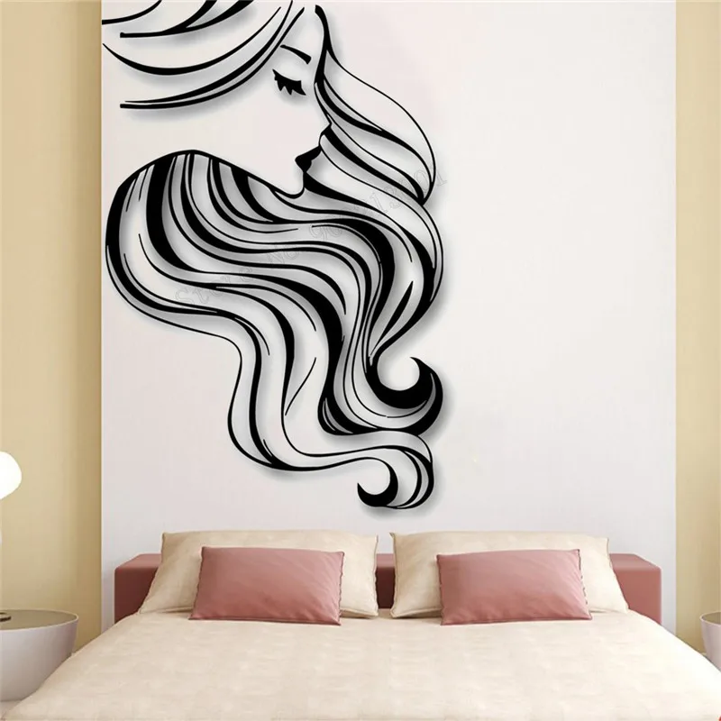 

Wall Art Sticker Girls Women Long Hair Wall Decoration Sexy Decor Vinyl Removeable Mural Fashion Modern Poster Beauty SalonLY453
