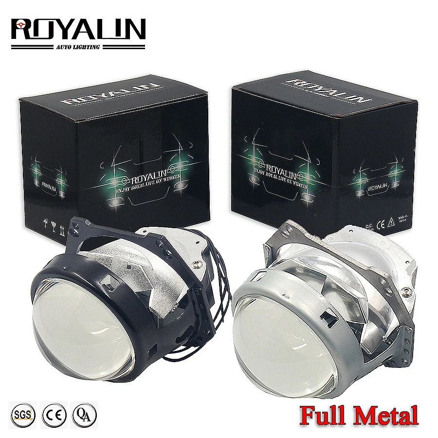 

ROYALIN Car Bi LED 3.0 inch Projector Lens universal LED Headlights High Low Beam Auto Headlamps retrofits styling