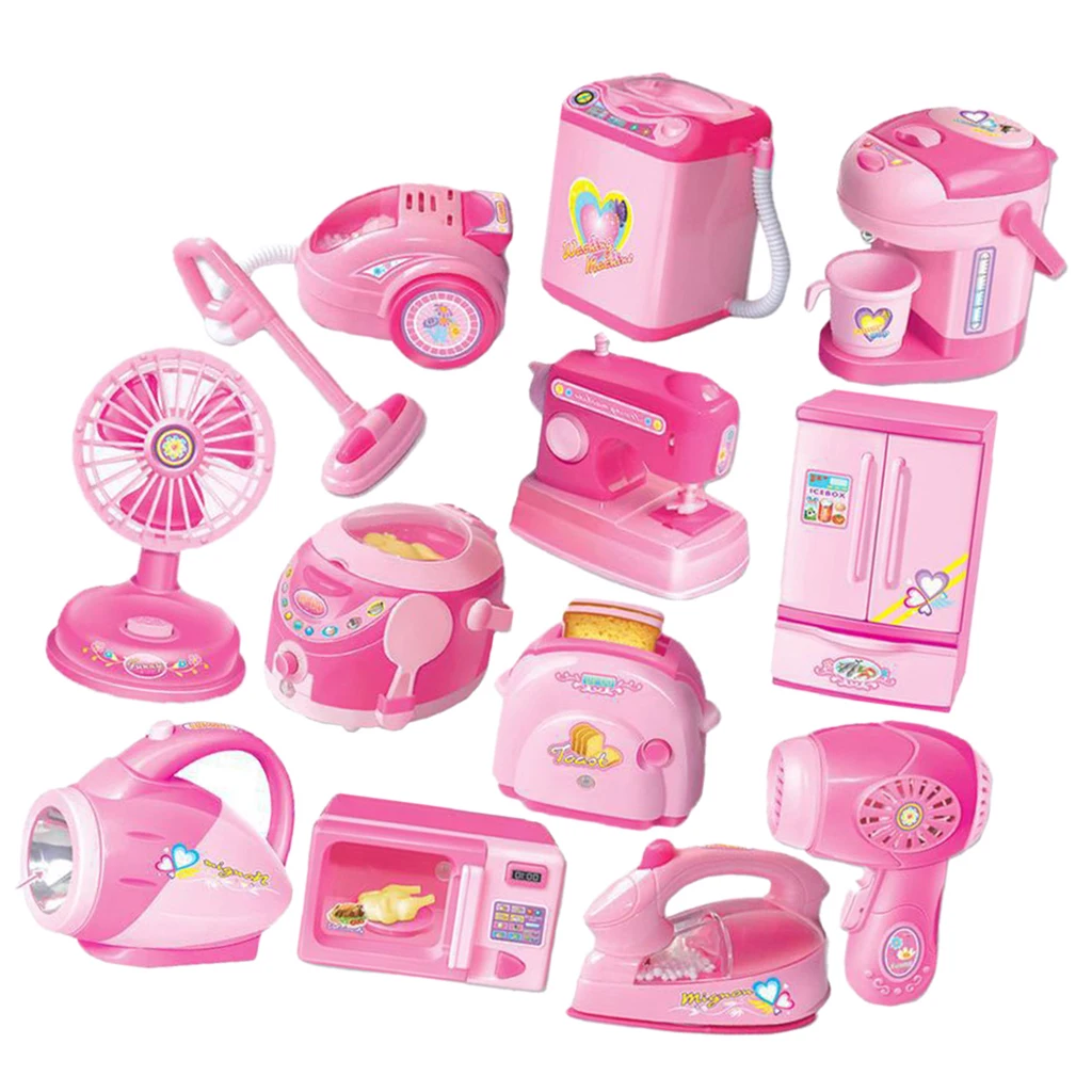 12 Pieces Mini Flash Kitchen Home Appliances Set Toys for Kids Pretend Play