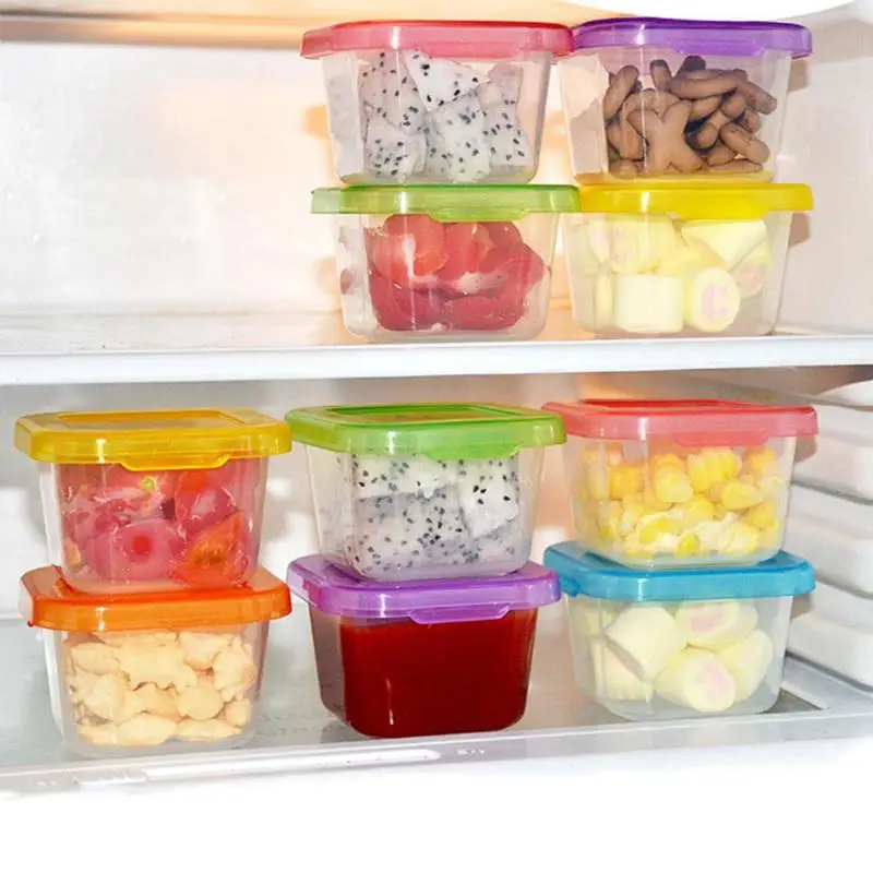 

Portable Healthy Baby Food Storage Box Candy Color Kids Tableware Milk Containers Support for Cold Storage or Microwave Oven