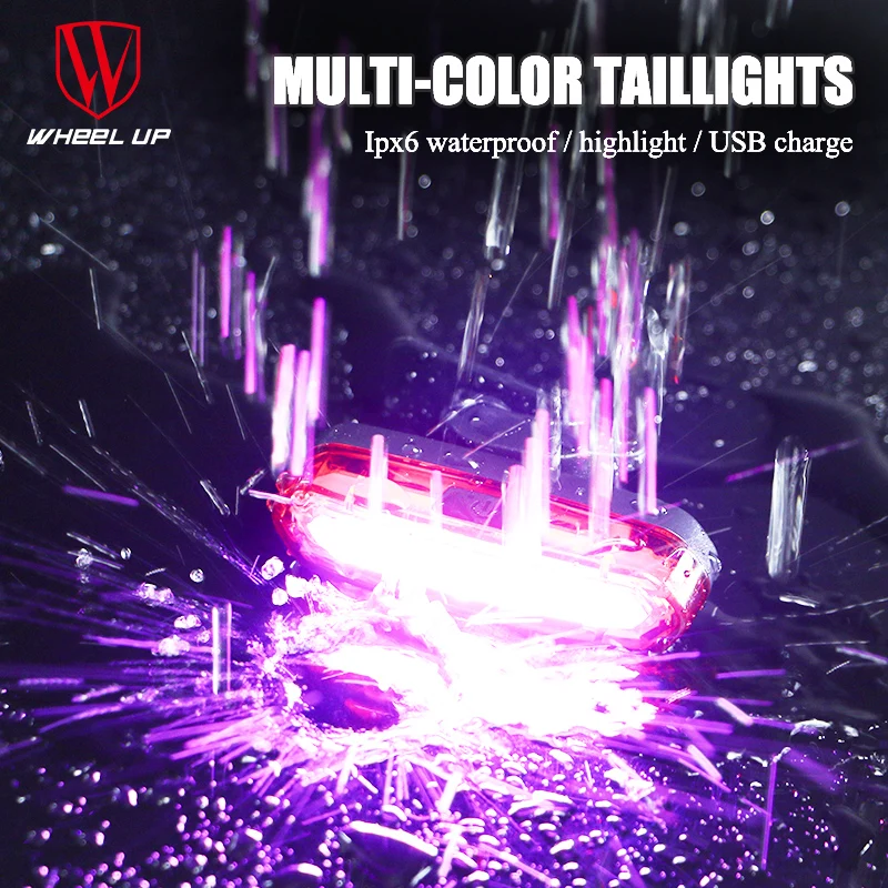 Clearance WHEEL UP Bike Tail Light Bicycle Rear light Cycling Tail-lamp Led Light Waterproof MTB USB Rechargeable Polychromatic Taillight 1