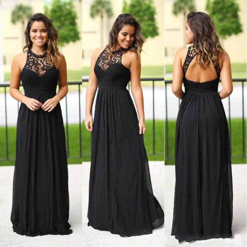 

Elegant Robe demoiselle d'honneur Country Black Lace Bridesmaid Dresses 2019 A Line Sexy Back Maid Of Honor Gowns Party Dress