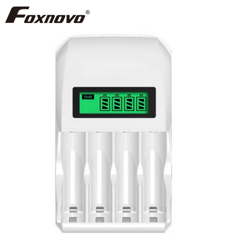 Foxnovo 4 Slots LCD Display Universal Battery Charger for Ni MH Ni Cd