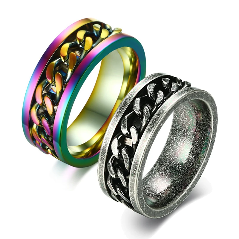 Stylish Flexible Rotatable Chain Ring for Men Women