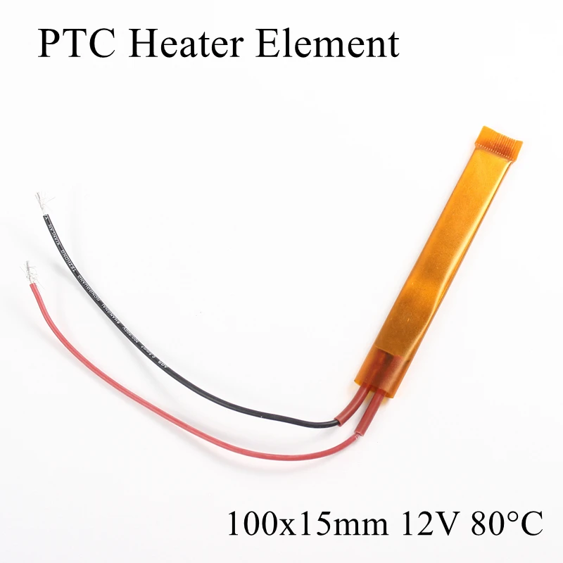 1 шт. 100x15 мм 12 В 80 градусов Цельсия PTC нагревательный элемент постоянный термостат изолированный термистор керамическая нагревательная пластина чип