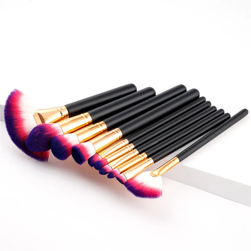 10 шт Pro Make Up Brush Set Высокое качество лица смешивания кисти Наборы Красота волосы пудра выделить контур кисти