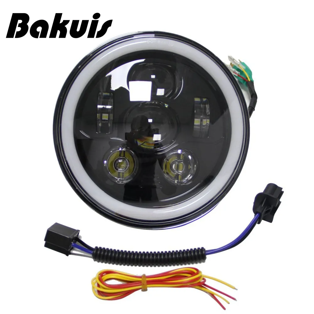 

Headlights 7" Round LED Hi-Lo Beam Motorcycle Headlight for Harley Davidson Angel Eye Projector Moto LED Light Bulb Wrangler