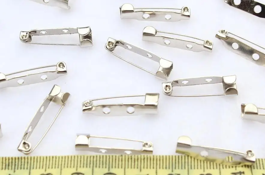 Buy 125pcs Metal silver tone Brooch Pins settings
