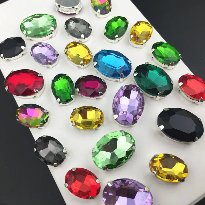 

Mix Colors Oval Fancy Stone With claw setting 6x8,8x10,10x14,13x18,18x25,20x30mm Sewing Glass Crystal Rhinestones