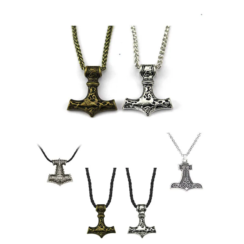 Thor's Hammer Mjolnir Pendant Gold Silver Necklace Viking Scandinavian