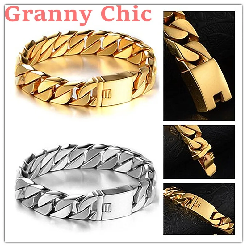 Granny Chic High Quality 8 6 15mm Wide Silver font b Gold b font color Curb