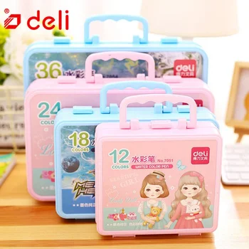 

Deli Water Color Pen Kids Graffiti Watercolor Marker Sketch Drawing School Stationery 12/18/24/36Colors/Set Artist Supplies