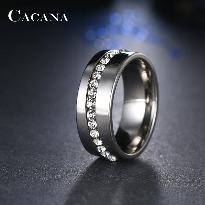 2016 CACANA кольцо женское со стразами серебряное|stainless steel ring|fashion rings for womenrings women |