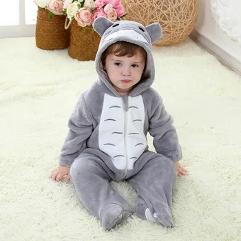 

RL1 2020 Cartoon Figure Totoro Design Newborn Baby Romper Long Sleeve Jumpsuit Infant And Toddlers Overalls Baby Clothes