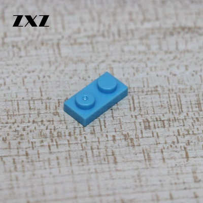 200 шт. пластина MOC 1x2 короткая часть DIY креативные Обучающие основы строительные блоки фигурные кирпичи совместимый с лего 3023 - Цвет: Light Blue