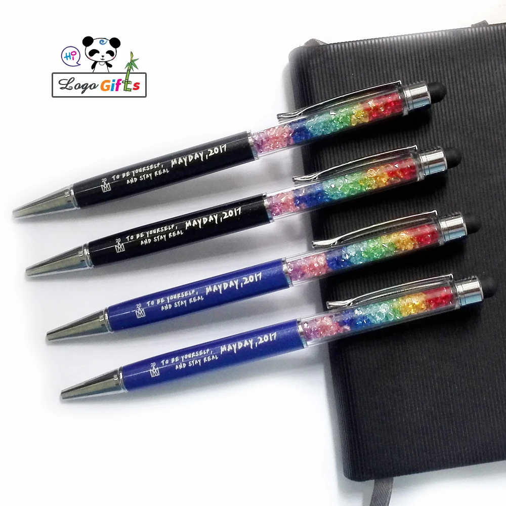 

For weddling favors LOVE Series wedding party table decors rainbow crystal metal pen custom with your wedding date&name free