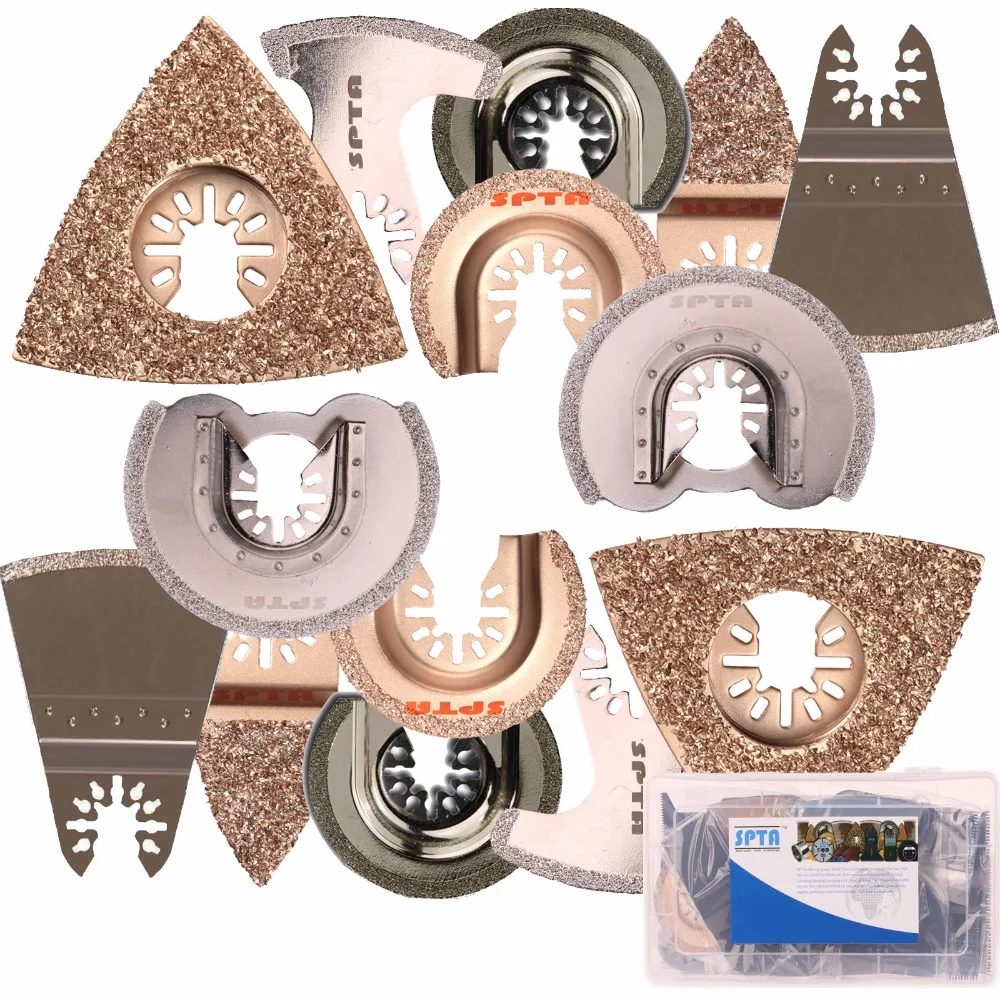 SPTA 14Pcs Tile Carbide & Diamond Saw Blade Oscillating MultiTool For Dremel Fein Makita