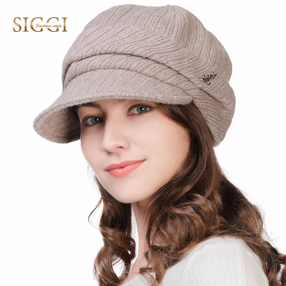 FANCET gorros de lana para mujer, visera de punto suave forrado, sombreros  de algodón ajustables, suaves y cálidos, 89365|Gorras de vendedor de  periódicos para mujer| - AliExpress