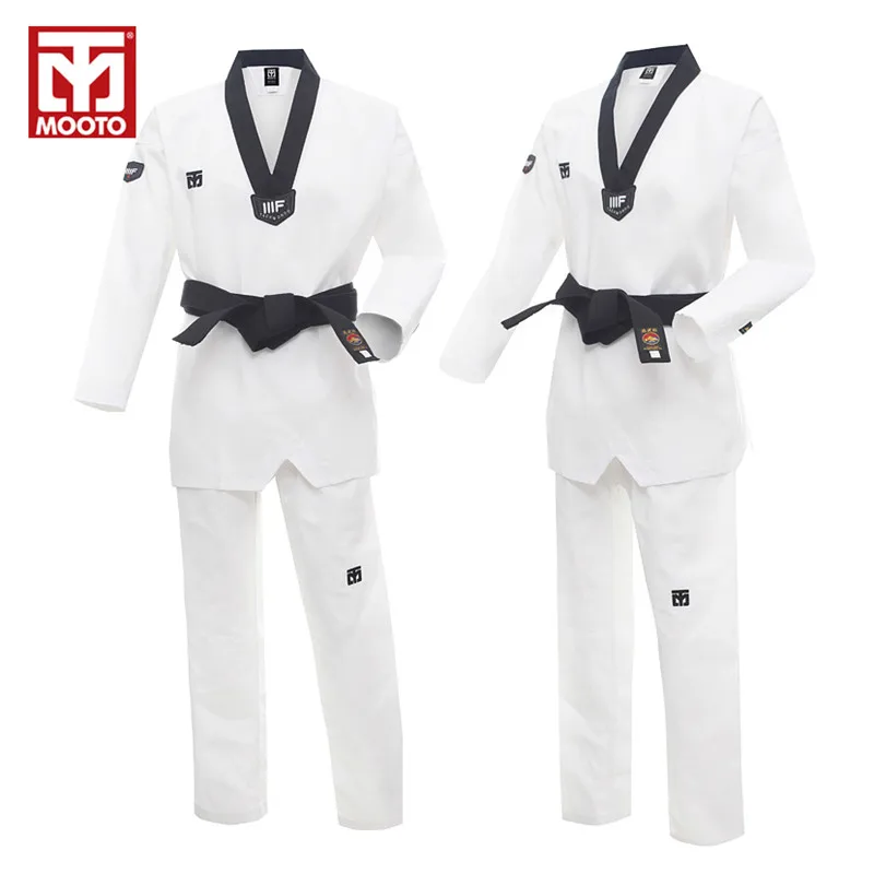 

2017new MOOTO male Female child Breathable cotton Taekwondo uniform Karate dobok white suite adult uniform mooto basic Uniform