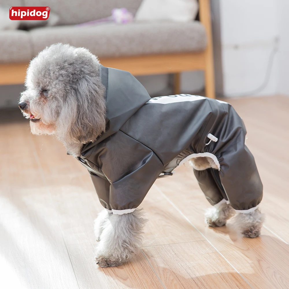 Hipidog Pet Translucent Raincoat Dog Clothes Hooded Rain Suit