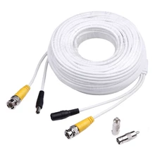 MOOL 100ft Video Power Cables BNC RCA Security Camera Extension White Wires Cords for CCTV DVR Surveillance System