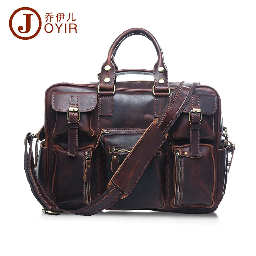 

JOYIR Vintage genuine leather Men Travel Bags Fashion Multifunction Tote Shoulder duffel bag sac voyages hommes reisetasche