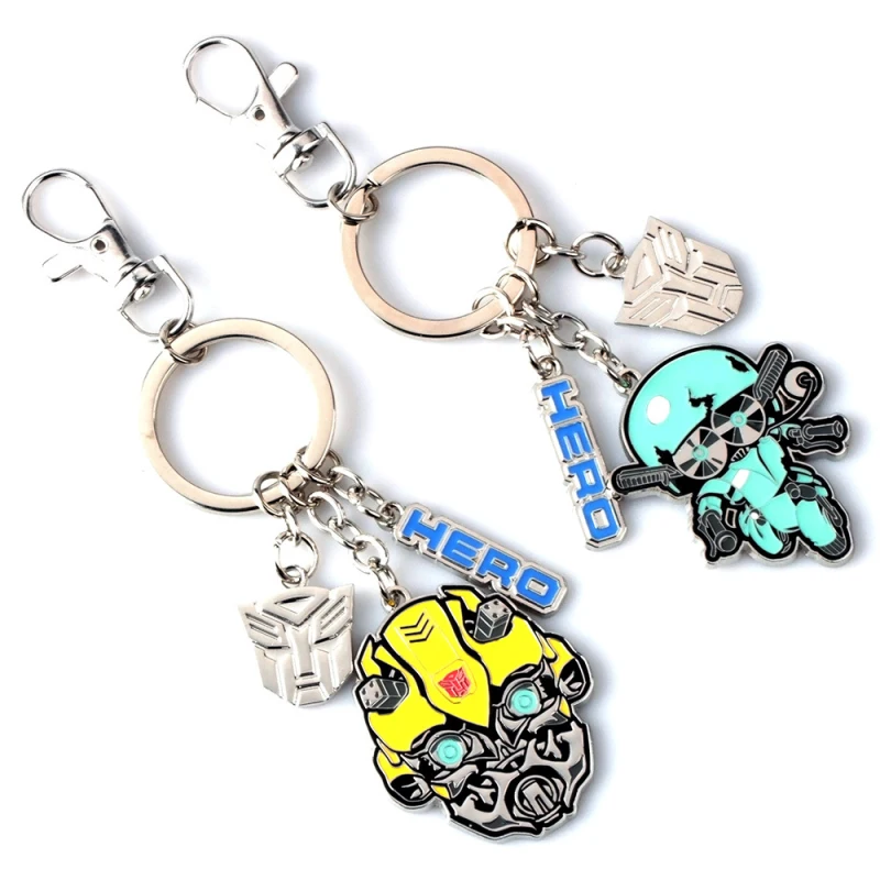 

Movies Transformation Keychain Bumblebee Cartoon Key Rings Metal Pendant Key Holder for Women Men Car Key Bag Accessories Gifts