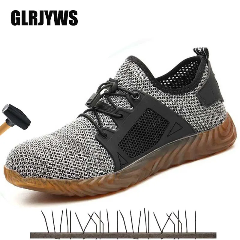 New breathable lightweight flying woven labor insurance shoes construction site anti-smashing anti-piercing safety boots