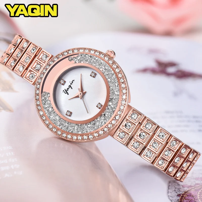 2018 Fashion Luxury Diamond Bracelet Quartz Watch Waterproof Rhinestone Dress Office Lady Stainless Steel Relogio Feminino