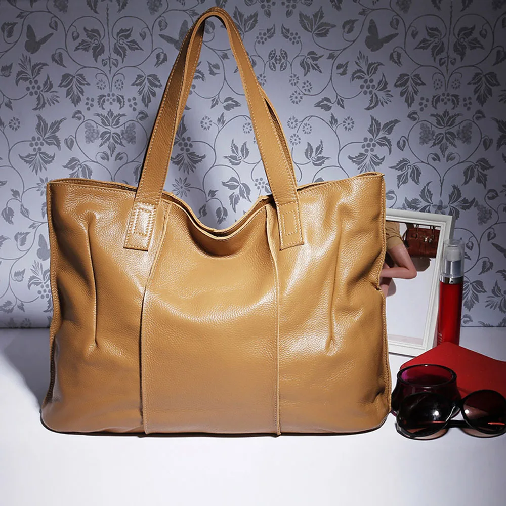 Zency натуральная кожа сумка большая Вместительная женская сумка через плечо ретро сумка-тоут Кошелек Высокое качество вместительные коричневые сумки для покупок