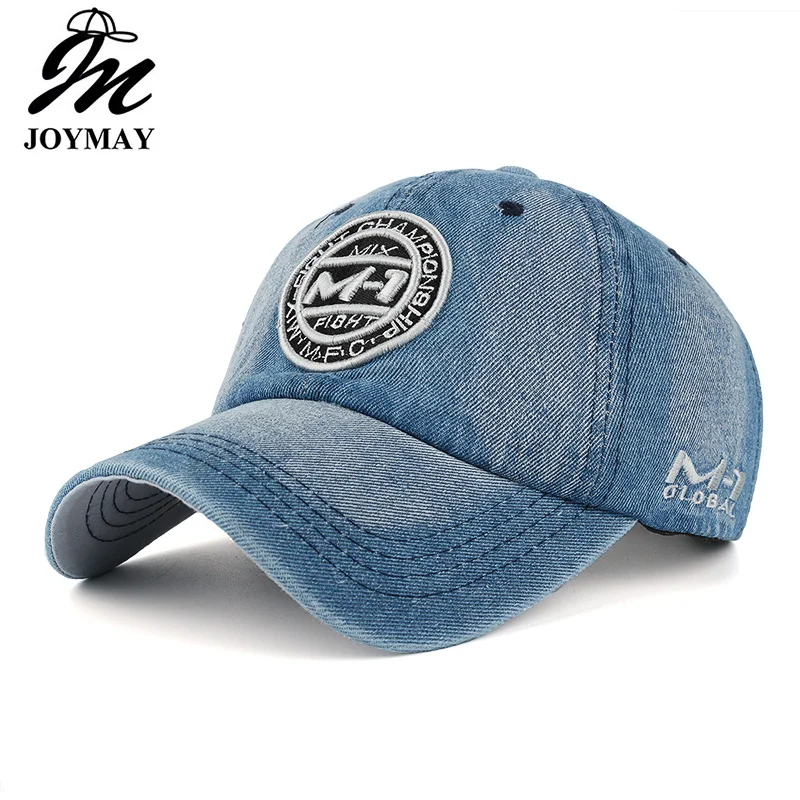 

Joymay hot sale New arrival high quality snapback cap demin baseball cap Jean badge embroidery hat for men women boy girl B346