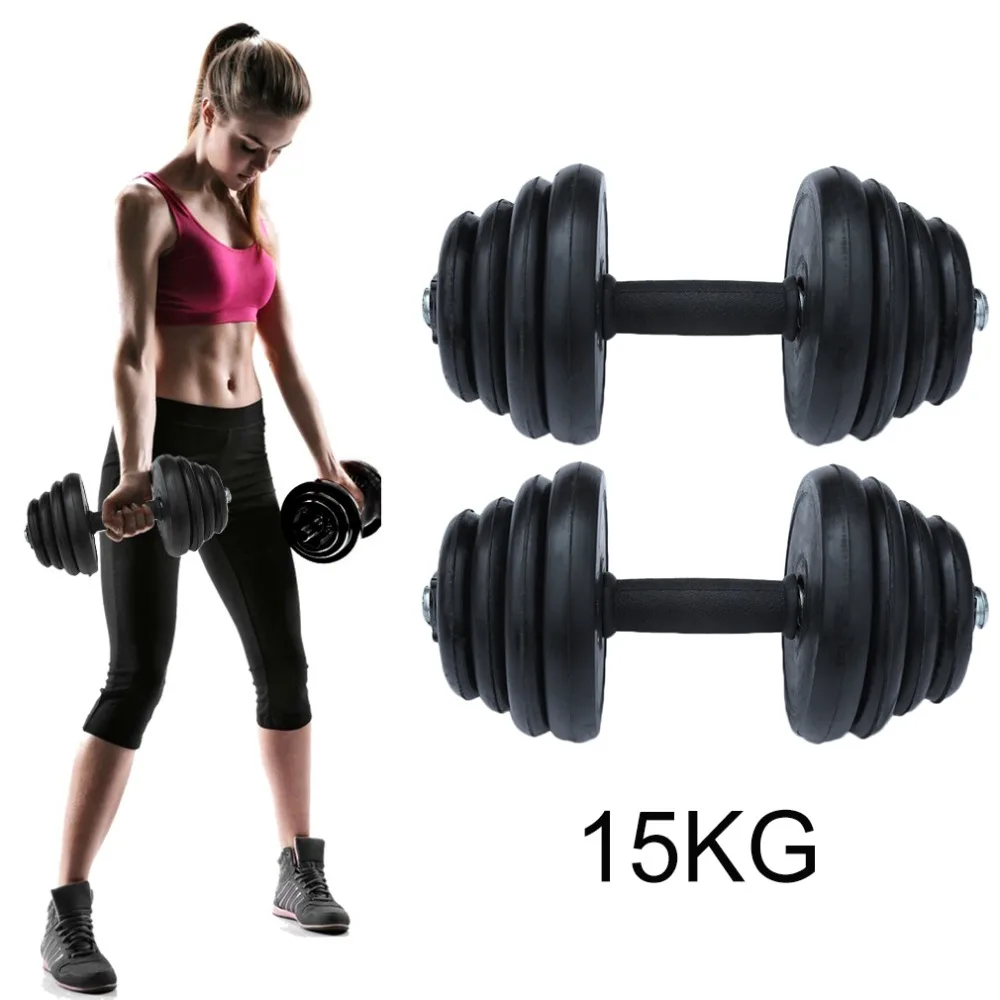 

15KG Barbell Body Muscle Arm Builder Gym Exercise Workout Trainning Fitness Weight Loss Bar Dumbbell Set With Carry Case