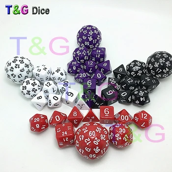 

Wholesale 10pc Dice Set T&G High quality d4,d6,d8,2xd10,d12,,d20,d24,d30,d60 dice bag rpg d&d board game dados