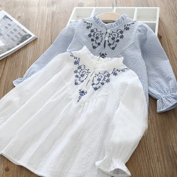 

Spring New Girls'Top Girls' Dresses Girls'Flowers Fashion Dolls Long Sleeve Pullovers Children's T-shirts