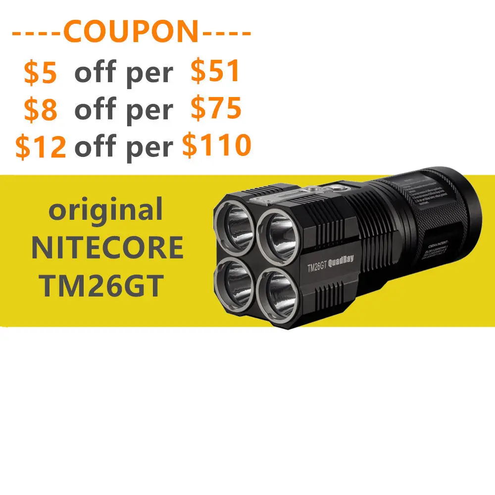 NITECORE TM26GT крошечный Монстр CREE XP-L HI V3 светодиодный фонарик 3500LMS 704 метров световые фонари