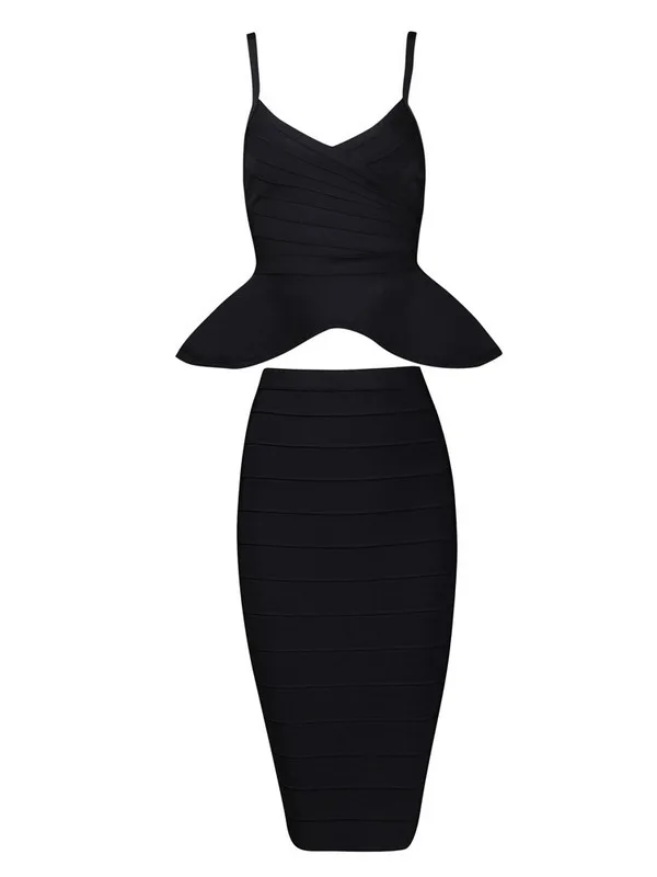 

2015 new black beige white red yellow pink purple two piece set sleeveless ruffle sexy bodycon women summer party bandage Dress