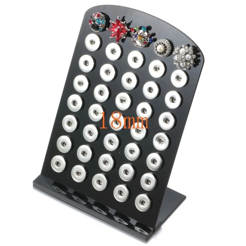 

Stand 40pcs Black Acrylic Snap Button Stand Display Holder Detachable Set 12mm 18mm Snap Buttons Ginger Snaps Jewelry