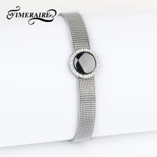 Женский браслет, черные круглые керамические серебряные браслеты для женщин, стальные стразы, элегантные браслеты, модные ювелирные изделия на годовщину