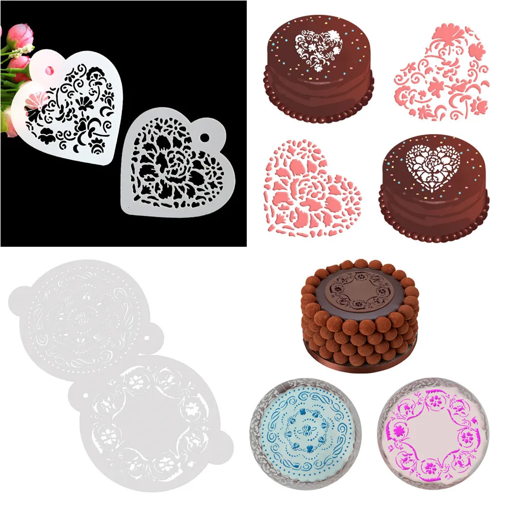 

2Pcs DIY Cake Stencil Cake Spray Mold Decorating Print Sugar Craft Modeling Tool