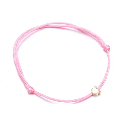 VEKNO прекрасный Минимальный Кот веревочный браслет для женщин девочек Регулируемый Красный веревочный браслет дети счастливый год Ювелирные изделия Подарки - Окраска металла: Pink