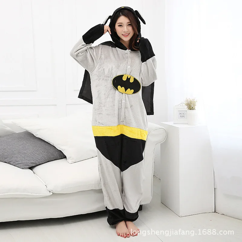Pandapang Men Cartoon Casual One Piece Hoodie Sleepwear Zipper Pajama Sets