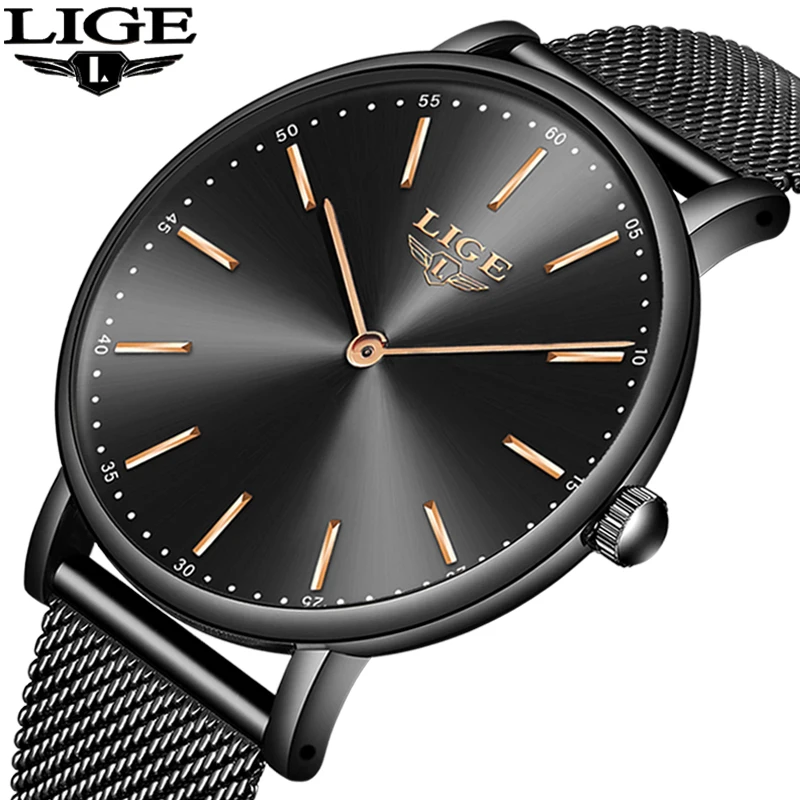 

LIGE Mens Watches Top Brand Luxury Men Ultra-thin Quartz Watch Men Stainless Steel Sport Waterproof Watch Relogio Masculino+Box