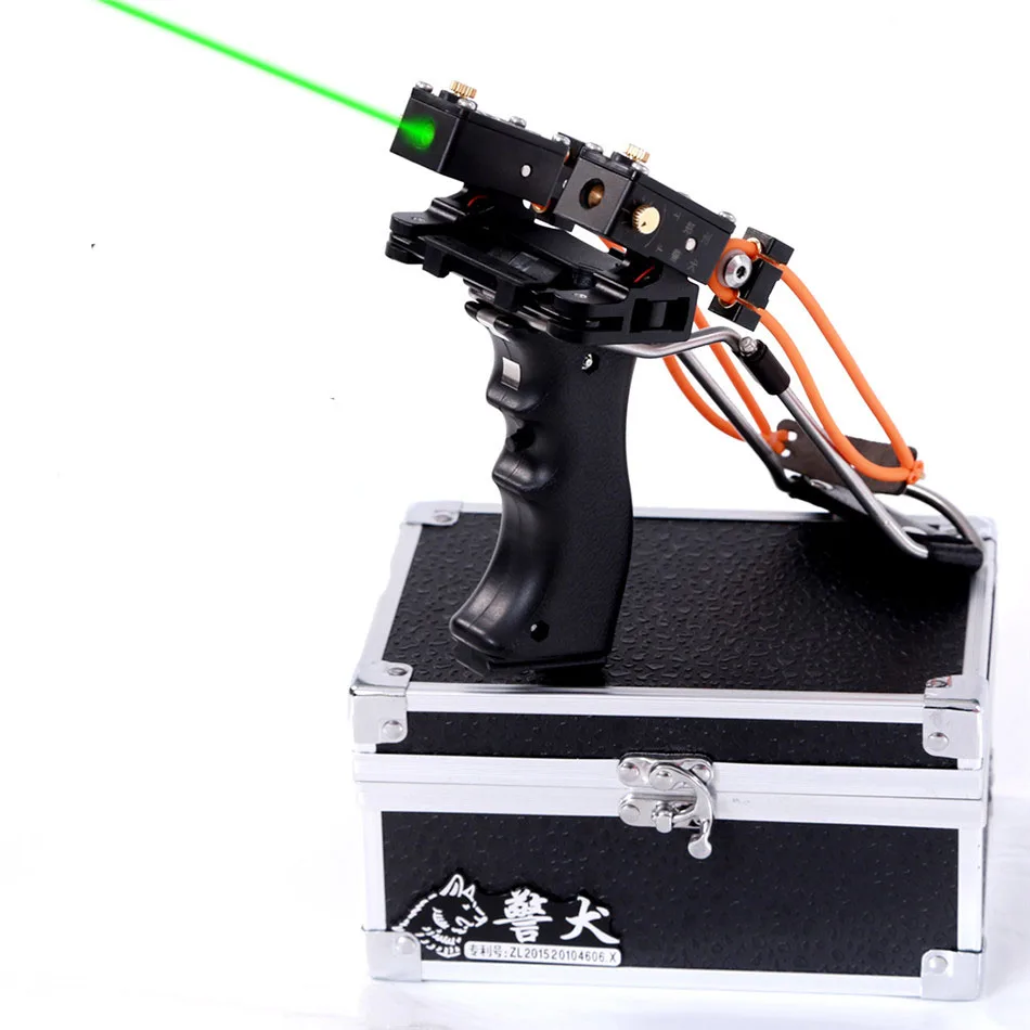 

2016 new style slingshot JING QUAN Powerful Catapult Slingshot Hunting super slingshot hunting bow with green light