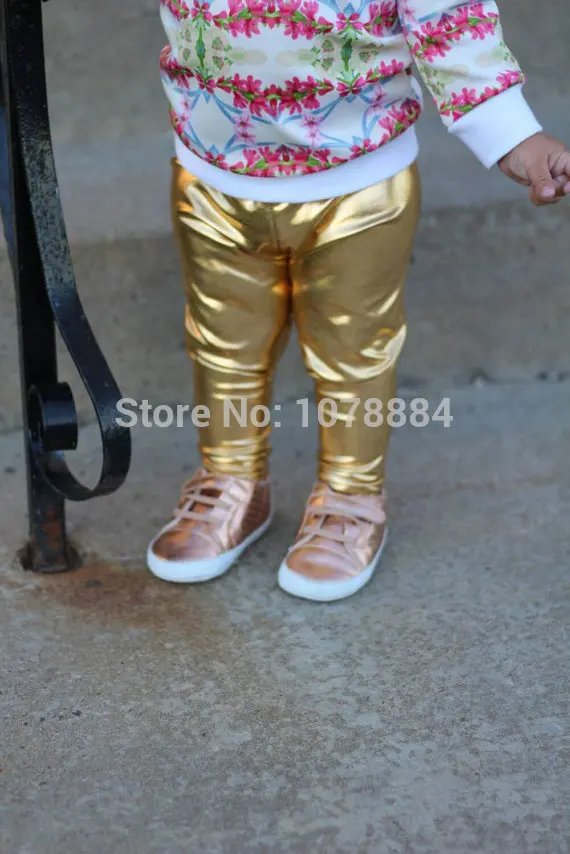 Золотистые Леггинсы металлик Леггинсы для новорожденных штаны для маленьких мальчиков леггинсы для маленьких девочек детская одежда золотые леггинсы для девочек