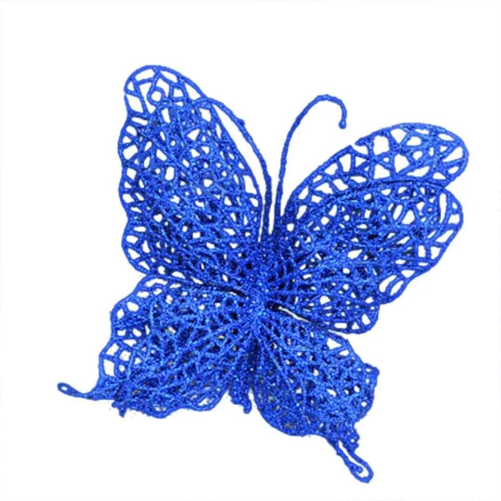 6 шт. синяя Рождественская бабочка 3 для свадьбы, фестивалей, вечеринок, домашнего декора